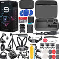 GoPro HERO9 Black + SanDisk 64GB Memory Card + Hard Case + Card Reader + Chest Strap Mount + Head Strap Mount + Flexible Tripod + Monopod + Floating Handle + Hero 9 Action Bundle
