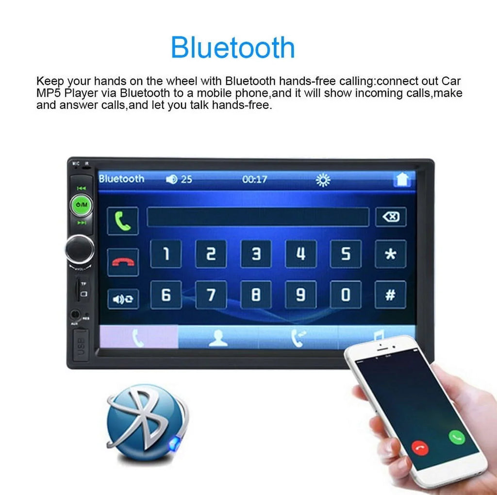 Polarlander Double Din Car Stereo Car Audio 7-inch HD Touch Screen Car radio Player Bluetooth with Multimedia SD USB FM AUX MP5/4/3 Mirror Link Function