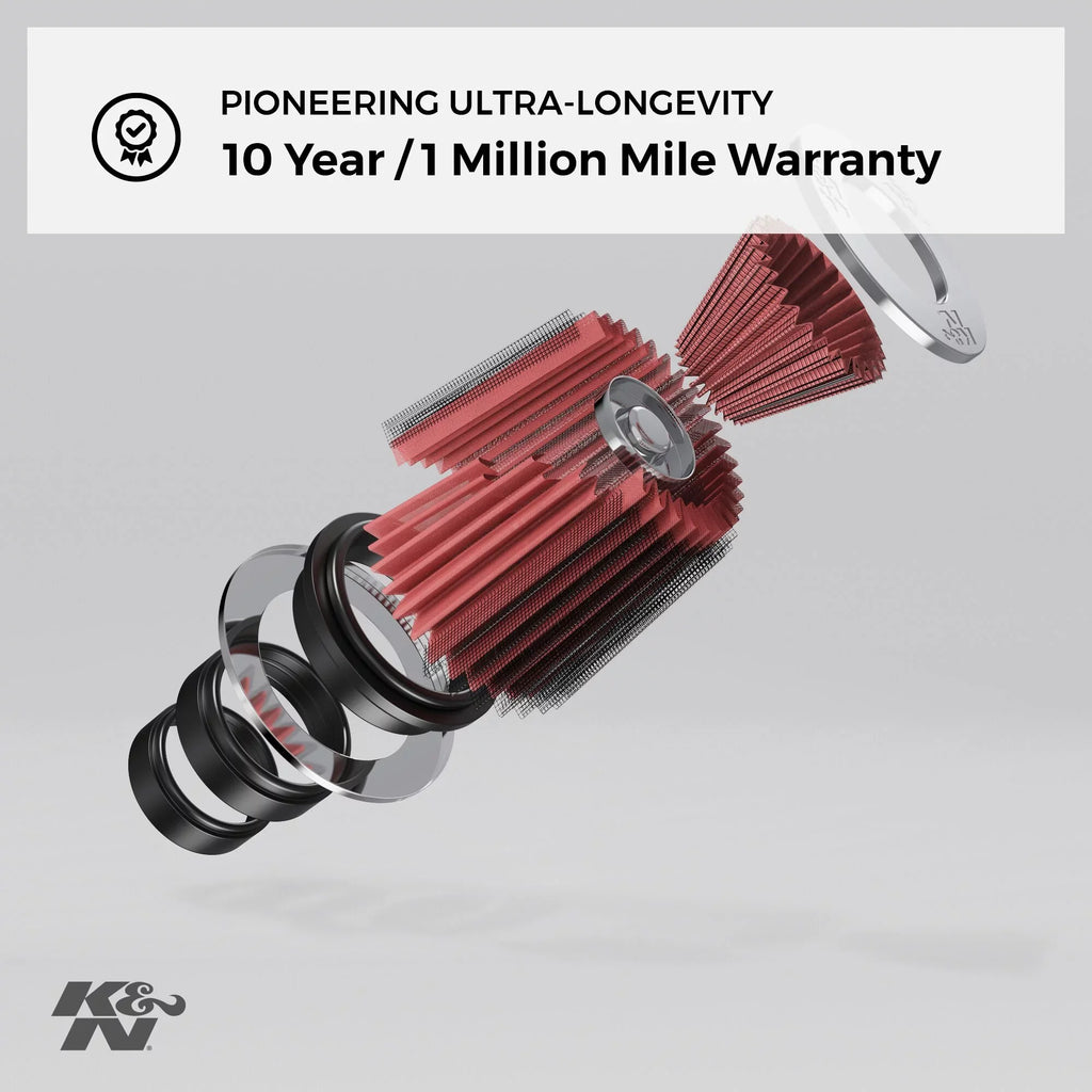 K&N Universal Clamp-On Engine Air Filter: Washable and Reusable: Round Tapered; 6 in (152 mm) Flange ID; 9 in (229 mm) Height; 7.5 in (191 mm) Base; 4.5 in (114 mm) Top , RC-5046