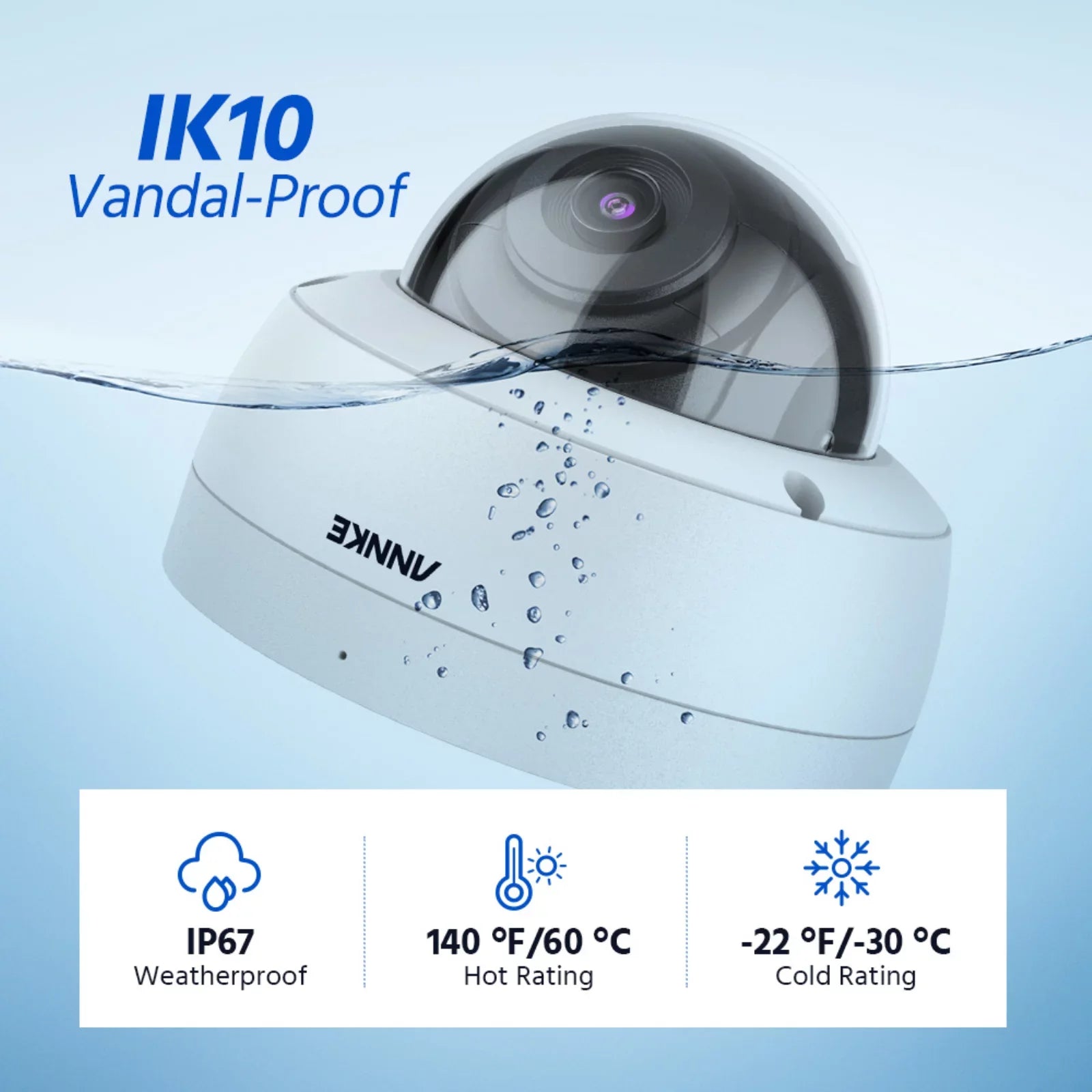ANNKE 4Pcs Dome 8MP 4K Ultra HD PoE ONVIF IP Security Camera with H.265+ IP67 Weatherproof IK10 Vandal-Proof Audio Recording Supports 256 GB TF Card Remote Access Motion Alerts