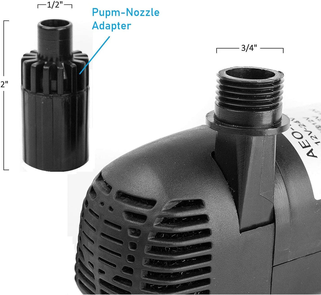 12V - 24V DC Brushless Submersible Water Pump, 410GPH, for Solar Fountain, Fish Pond, and Aquarium 410GpH 1 Pack