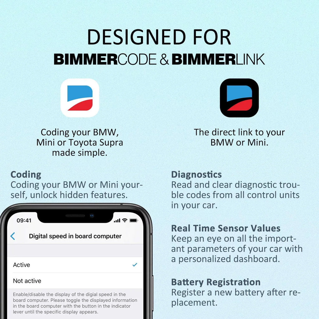 Vgate vLinker BM+ Bluetooth BLE OBD2 Scanner for BMW/Mini, Works with iPhone & Android Unlock Car Hidden Features in BimmerCode, OBD II Diagnostic Tool