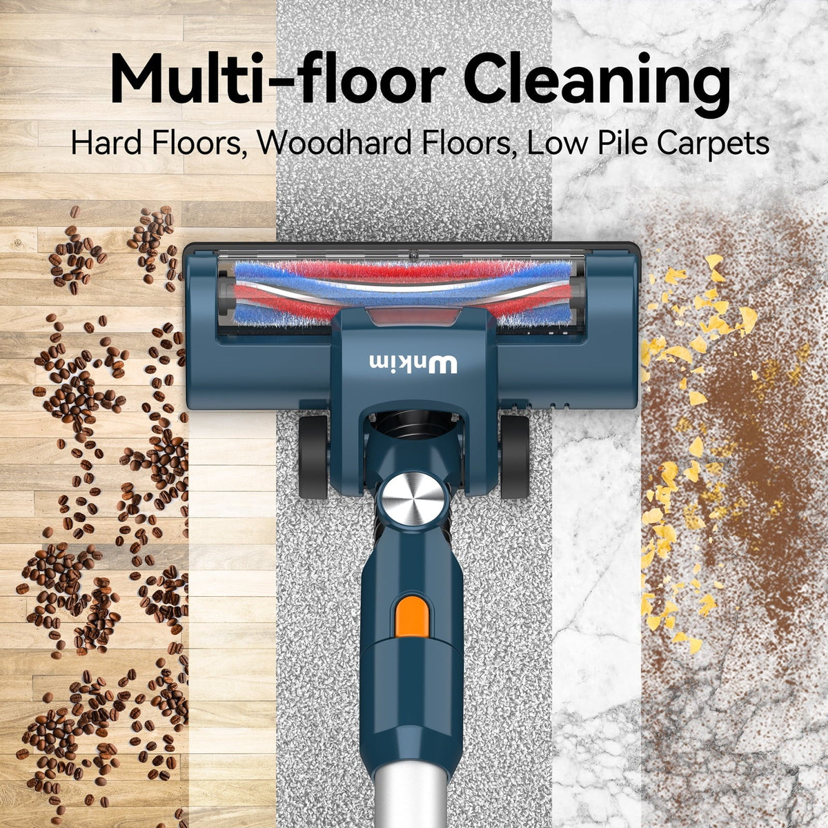 Wnkim Cordless Vacuum Cleaner, 6-in-1 Stick Vacuum with 2200 mAh Battery, Powerful Lightweight Vacuum Cleaner up to 35 Mins Runtime, for Home Hard Floor Carpet Pet Hair, M5