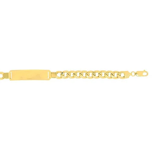 JewelStop 14k Yellow Gold 8mm Lite Miami Cuban Men's Link ID-Bracelet, Lobster Clasp 8.5 Inches, 19.2gr.