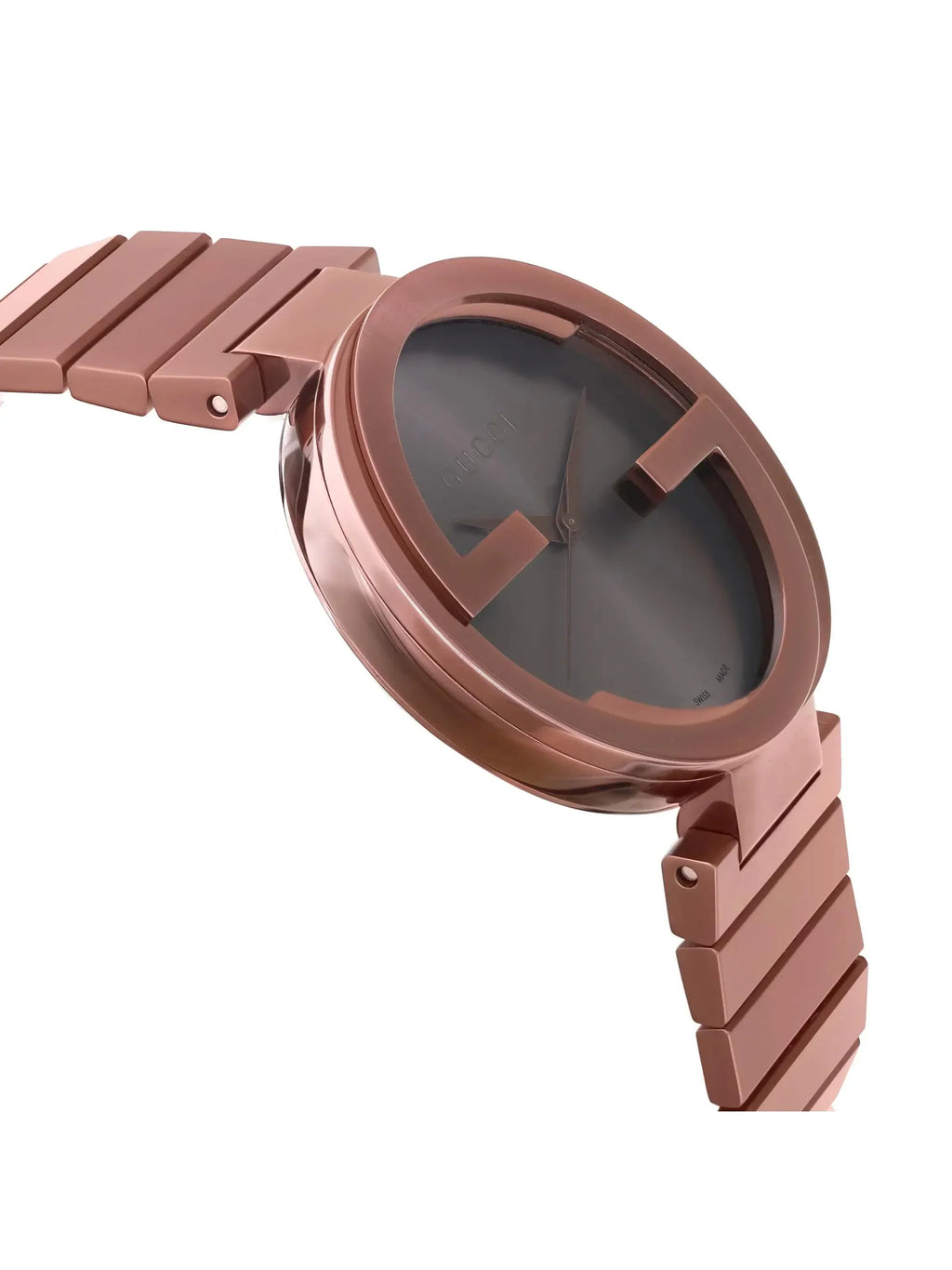 New Gucci Interlocking XL PVD 42mm Steel Brown Dial Men Quartz Watch YA133211