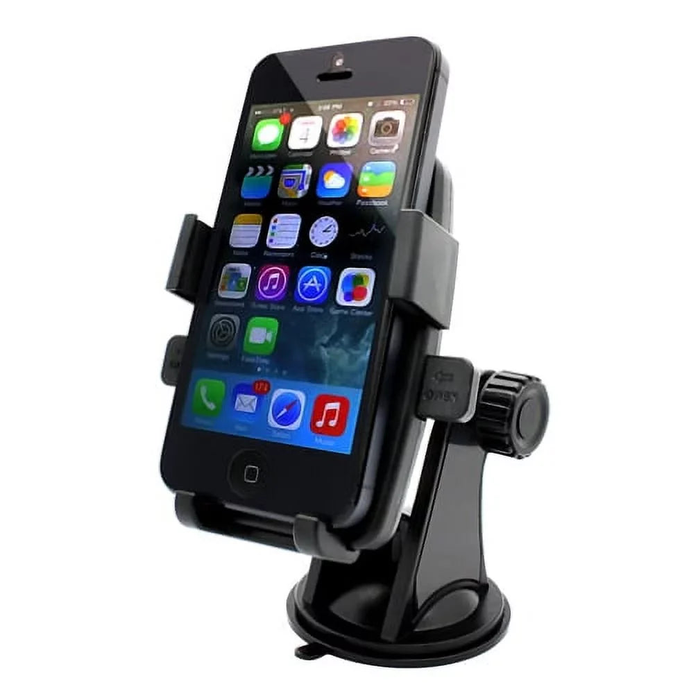 Easy Mount Rotating Car Windshield Phone Holder Cradle Stand Window Glass Dock Suction Black ALW for Samsung Galaxy Mega 2 Note 2 On5 Prevail LTE S4, S5 Active, Mini Sport (SM-G860P) S6 Active S906L