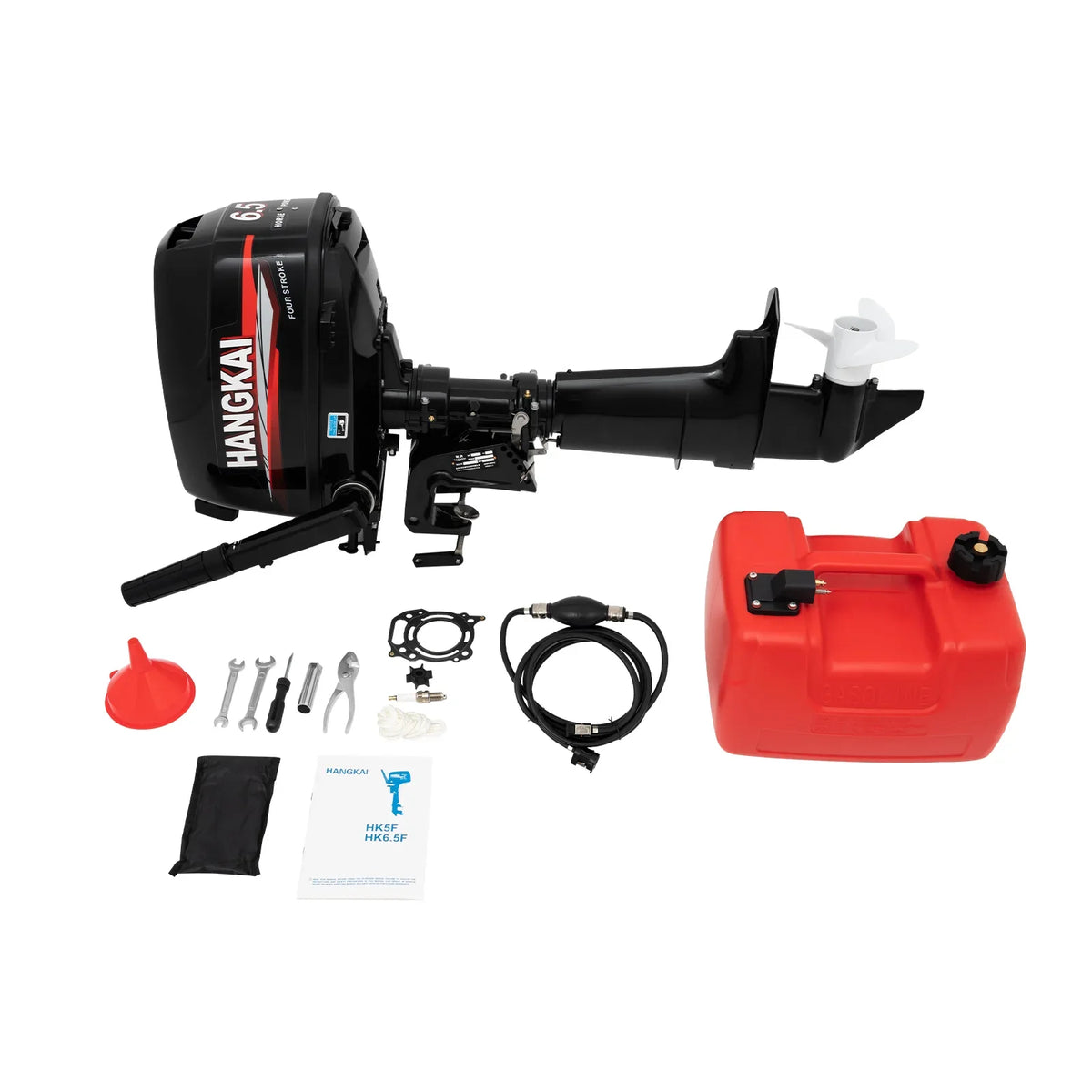 Anqidi 6.5HP 4 Stroke Outboard Motor 123CC Heavy Duty Boat Engine with Single Cylinder Water Cooling System & CDI Ignition Tiller Control Max 6000r/min