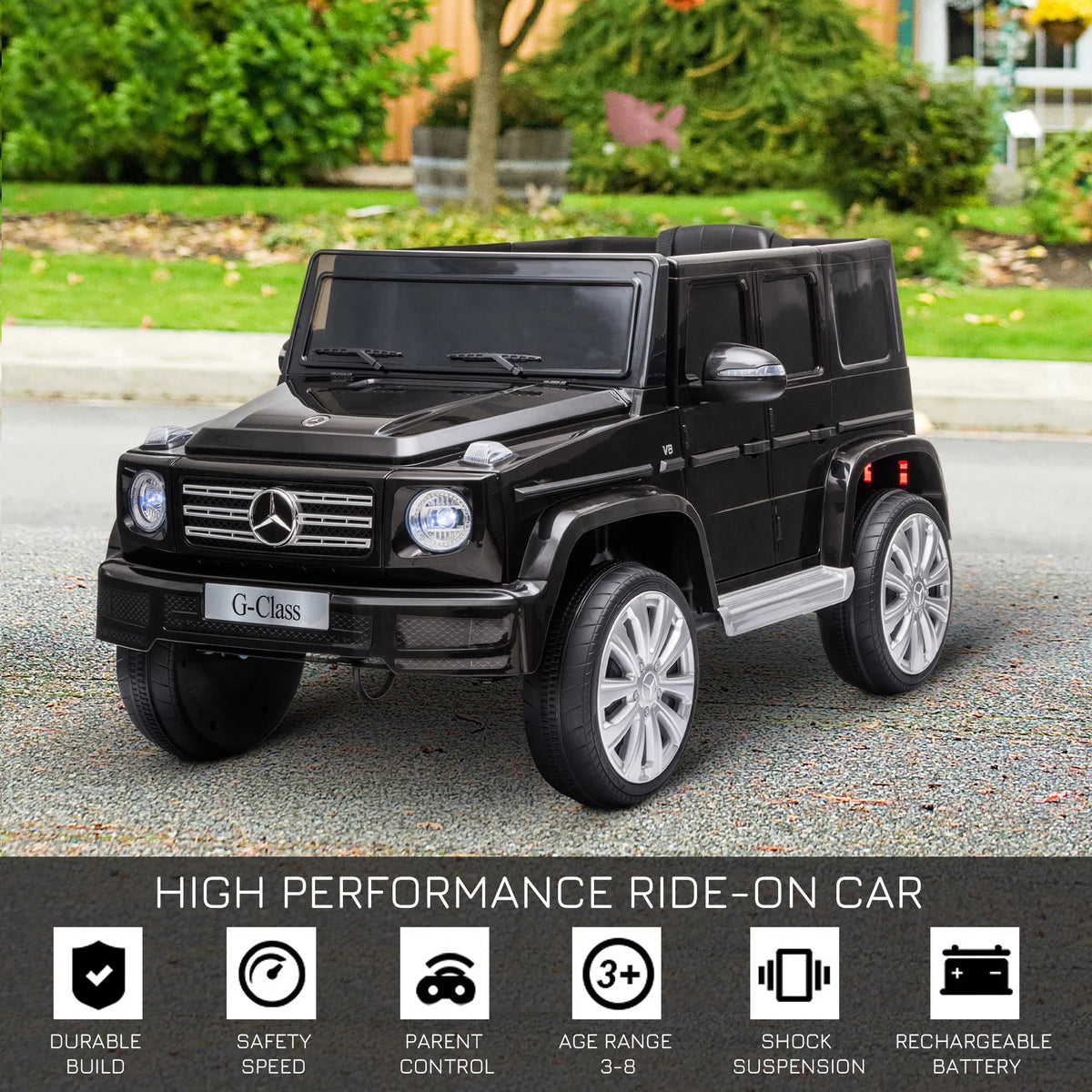 Aosom 12 V Mercedes Benz G500 Powered Ride-On with Remote Control, Bright Headlights, & Working Suspension