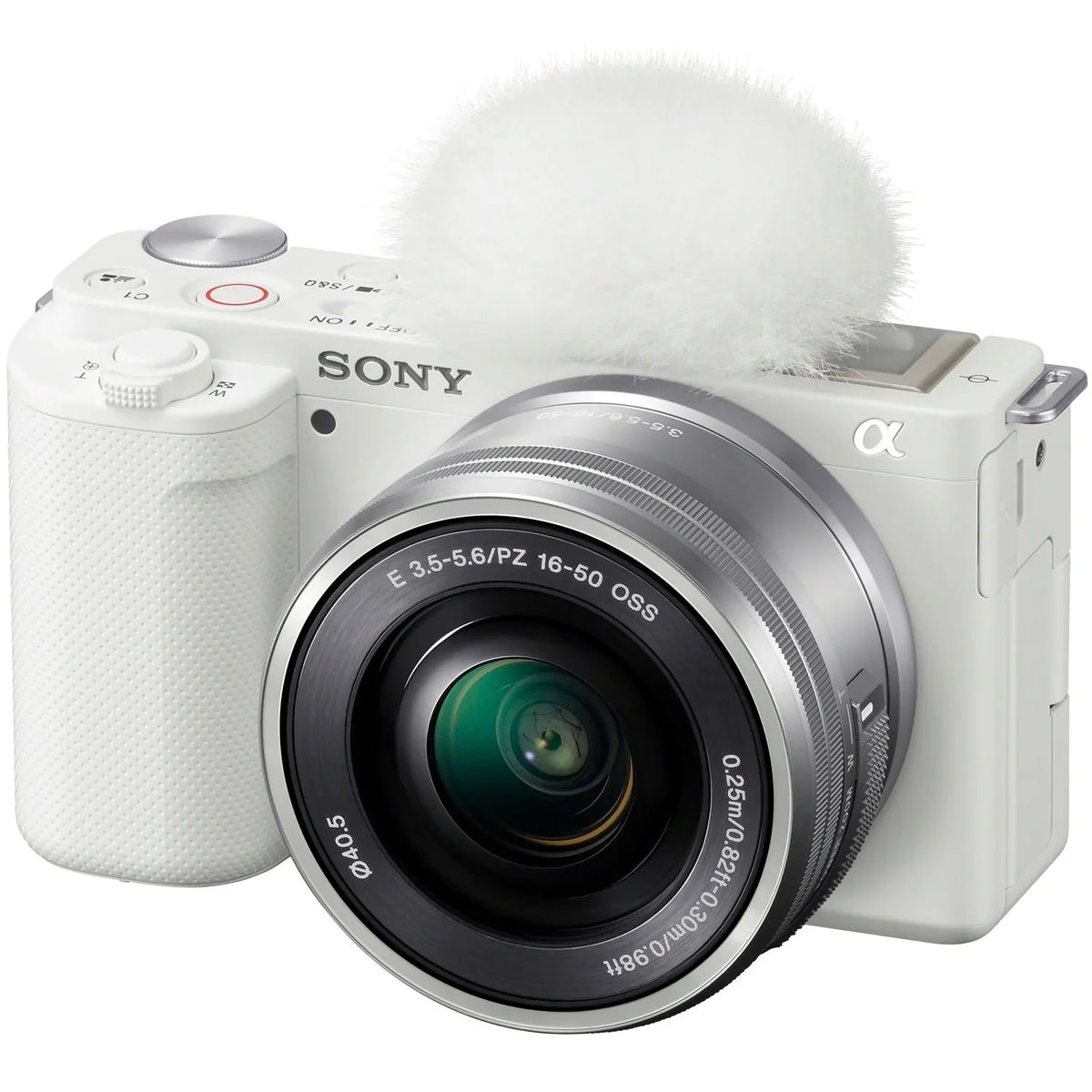 Sony ZV-E10 Mirrorless Alpha APS-C Vlog Camera 2 Lens Kit 16-50mm + 55-210mm ILCZV-E10L/W White Bundle with Deco Gear Case + Filter Set + Wide Angle & Telephoto Lenses + Extra Battery & Accessories