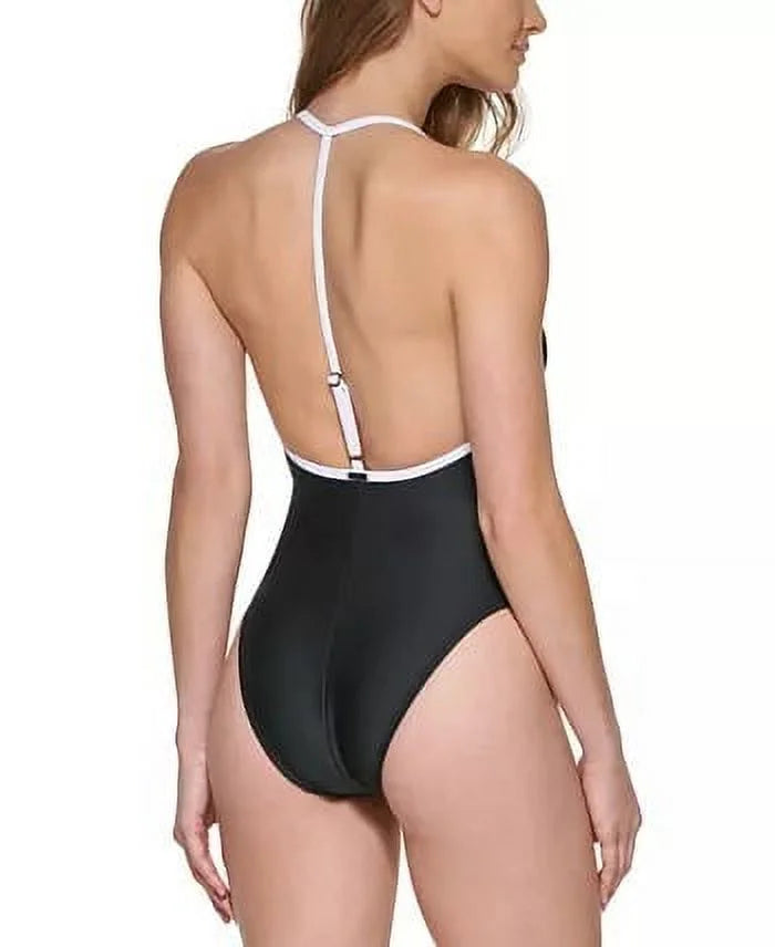 DKNY BLACK T-Back One-Piece Swimsuit, US 2X-Large