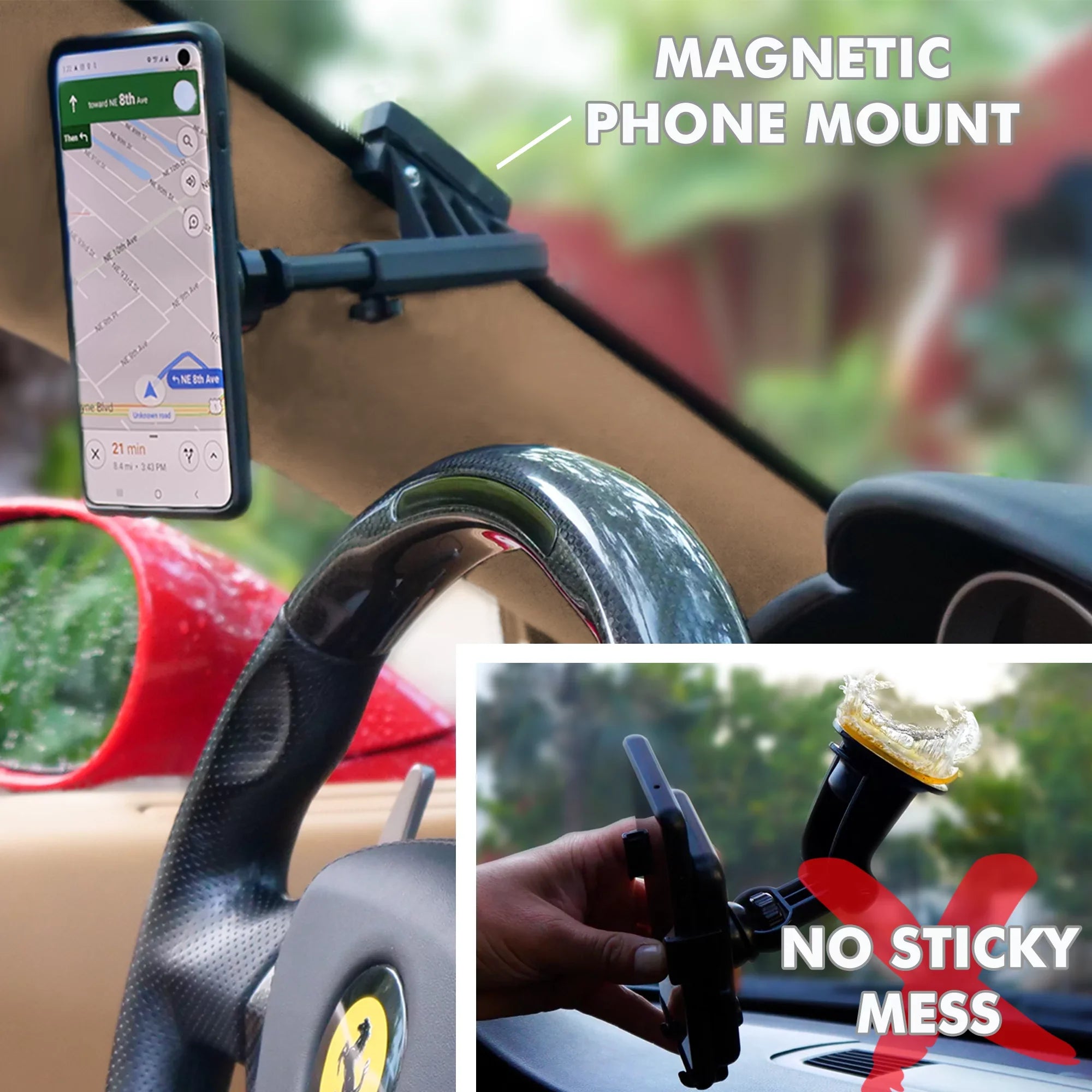 NEOS Magnetic Vehicle Phone Holder (Mount Version D) Best and Reliable Windshield Universal Car and Boat Mount for iPhone, Samsung, Moto, Huawei, Nokia, LG, Smartphones