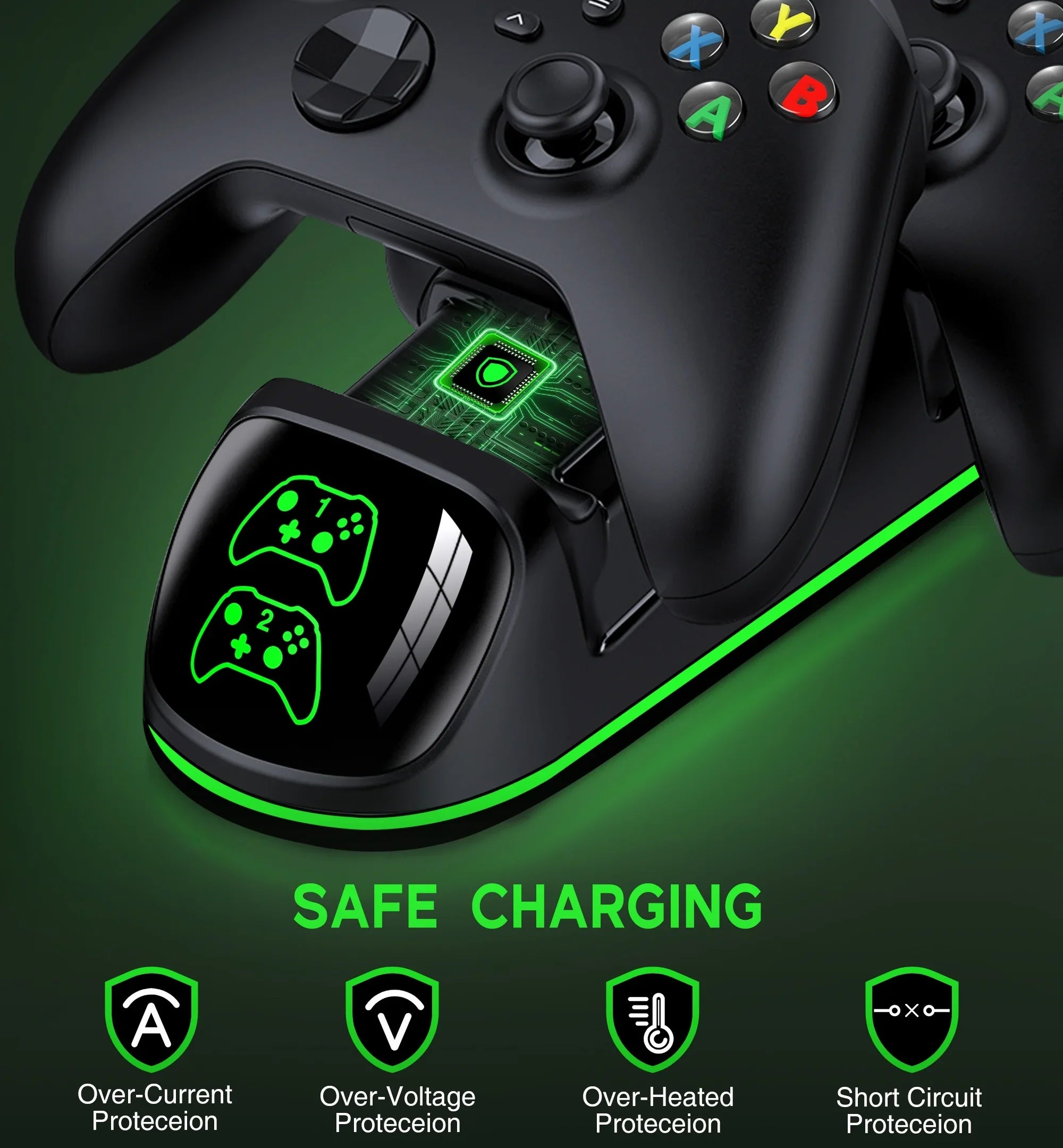 DinoFire Xbox Controller Charging Station with 2x4800mWh Rechargeable Battery Packs, Xbox Series X Controller Charger for Xbox Series X|S/Xbox one/Elite