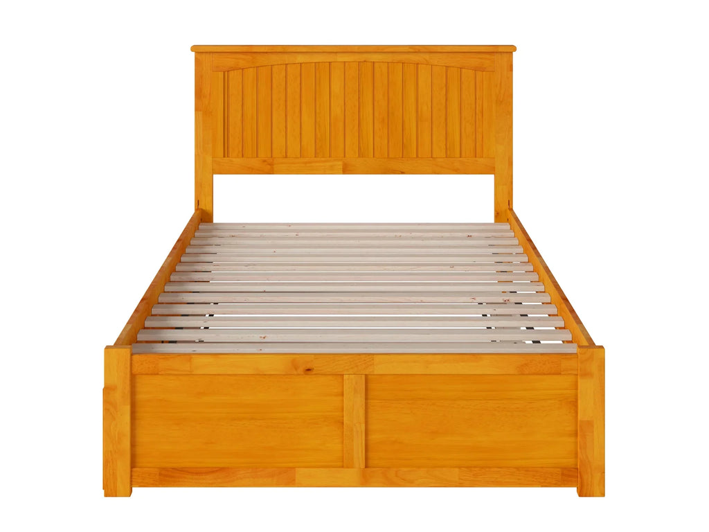 AFI Nantucket Full Size Platform Bed with Panel Footboard and Full Size Trundle in Caramel Latte