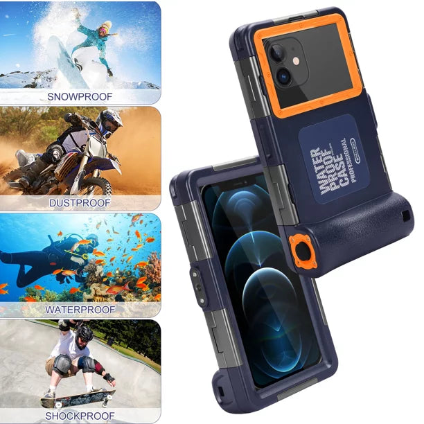 UrbanX Professional [15m/50ft] Swimming Diving Surfing Snorkeling Photo Video Waterproof Protective Case Underwater Housing for BLU J2 And all Phones Up to 6.9 Inch LCD with Lanyard