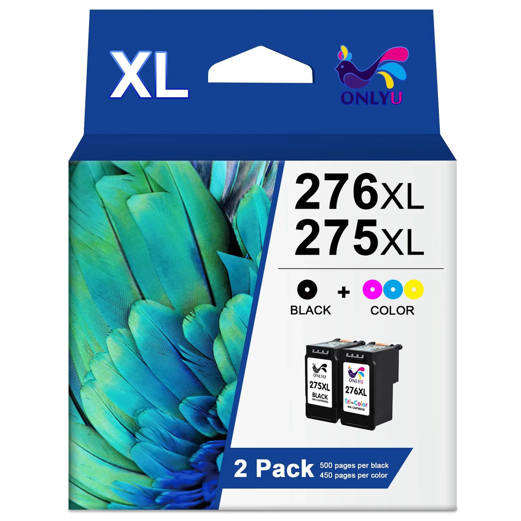 PG-275 CL-276 XL Printer Ink for Canon 275xl and 276xl Ink Cartridges (1 Black 1 Color) Compatible to PIXMA TS3522 TS3520 TR4720 TR4722 Printer High Yield Combo Pack