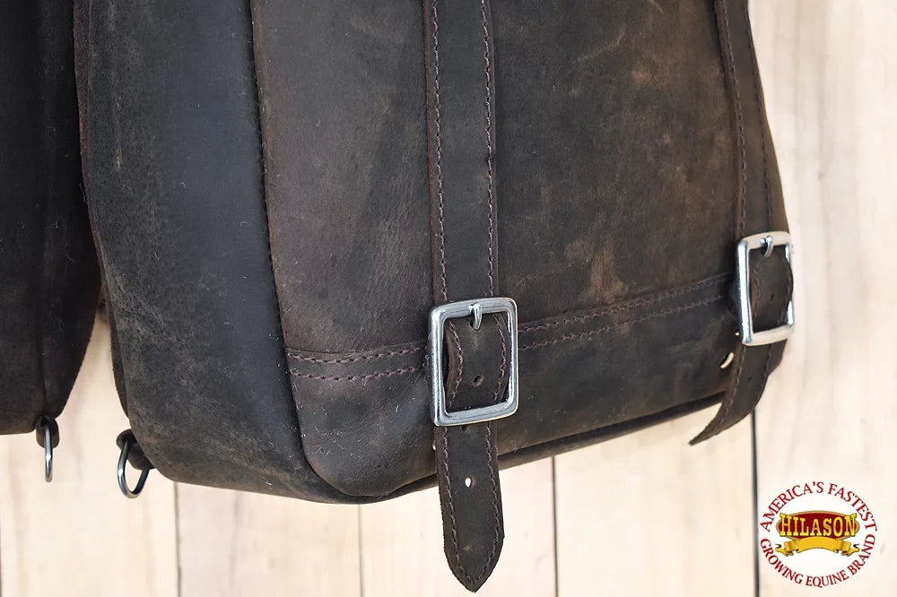 98HS Leather Horse Saddle BagÂ Leather Chap For Trail Hilason