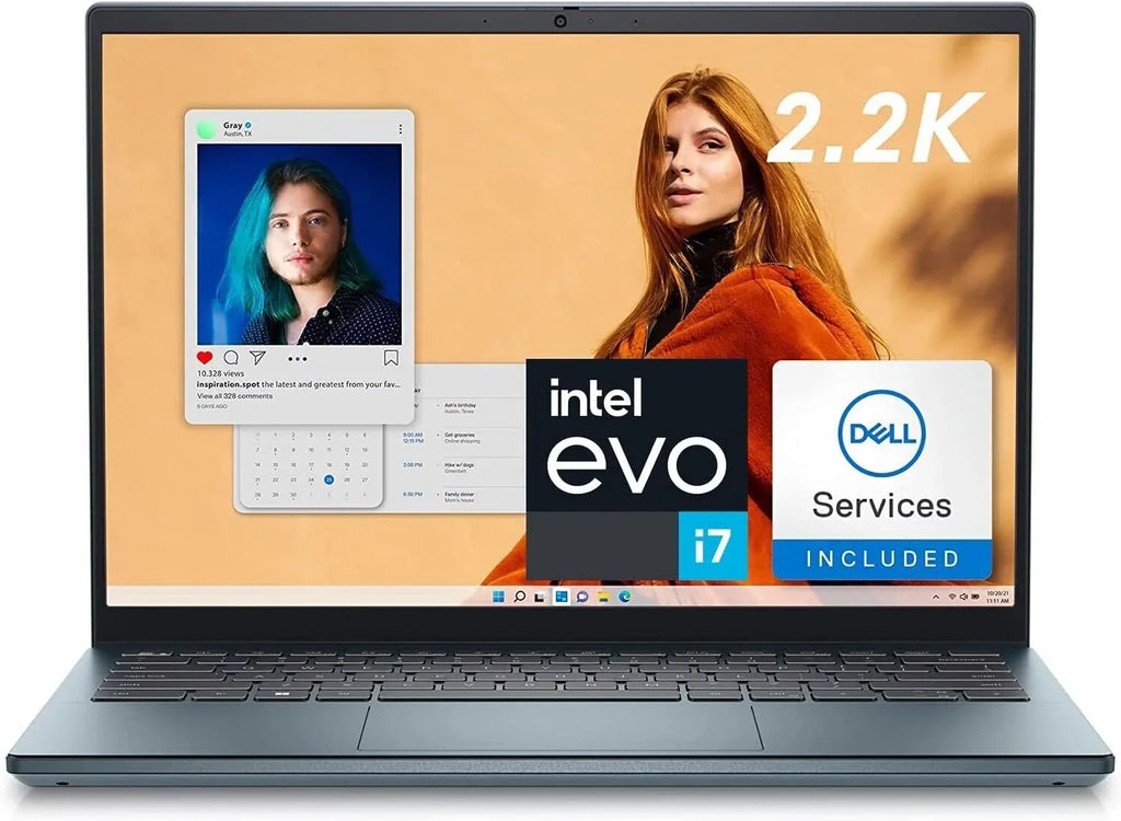 Dell Inspiron 14 Plus 7420 Portable PC - 14 inch, 2.2K 16:10, Chipset Core i7-12700H, 16GB DDR5 RAM, 1TB SSD, Chipset Iris Xe, 2 Yr Onsite + AntiVirus, Dell Migrate, Windows 11 Pro + Office 365 - Atlantic Blue