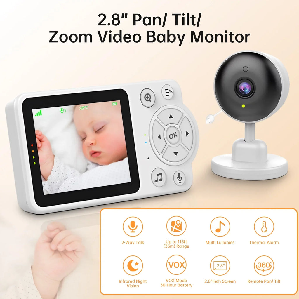 Fixdono Baby Monitor with Camera and Audio, Video Baby Monitor, Night Vision, 2-Way Talk, 480P