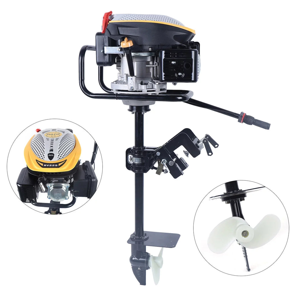Miumaeov 4 Stroke 9 HP Outboard Motor 225 CC Fishing Boat Engine Air Cooling Single Cylinder Heavy Duty Boat Engine Marine Engine with TAS Ignition System 3600 r/min
