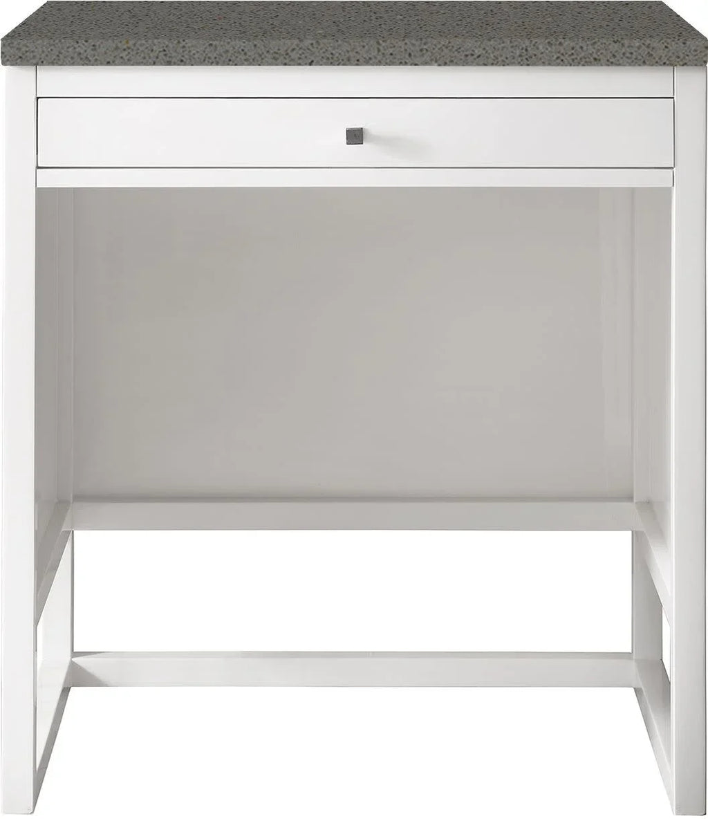 James Martin Furniture  30 in. Athens Countertop Unit with 3 CM Grey Expo Quartz Top, Glossy White