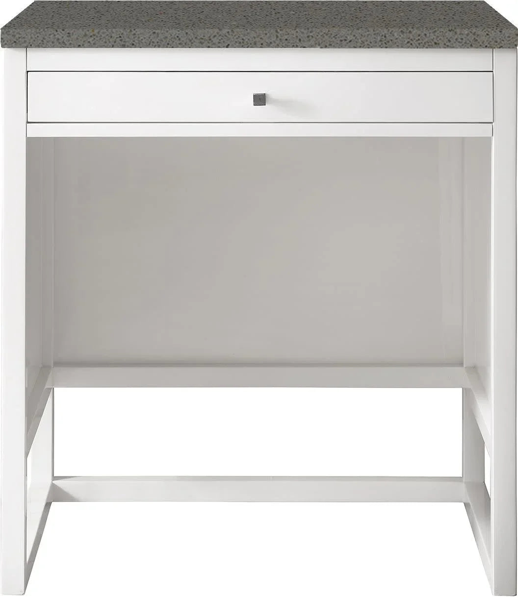 James Martin Furniture  30 in. Athens Countertop Unit with 3 CM Grey Expo Quartz Top, Glossy White
