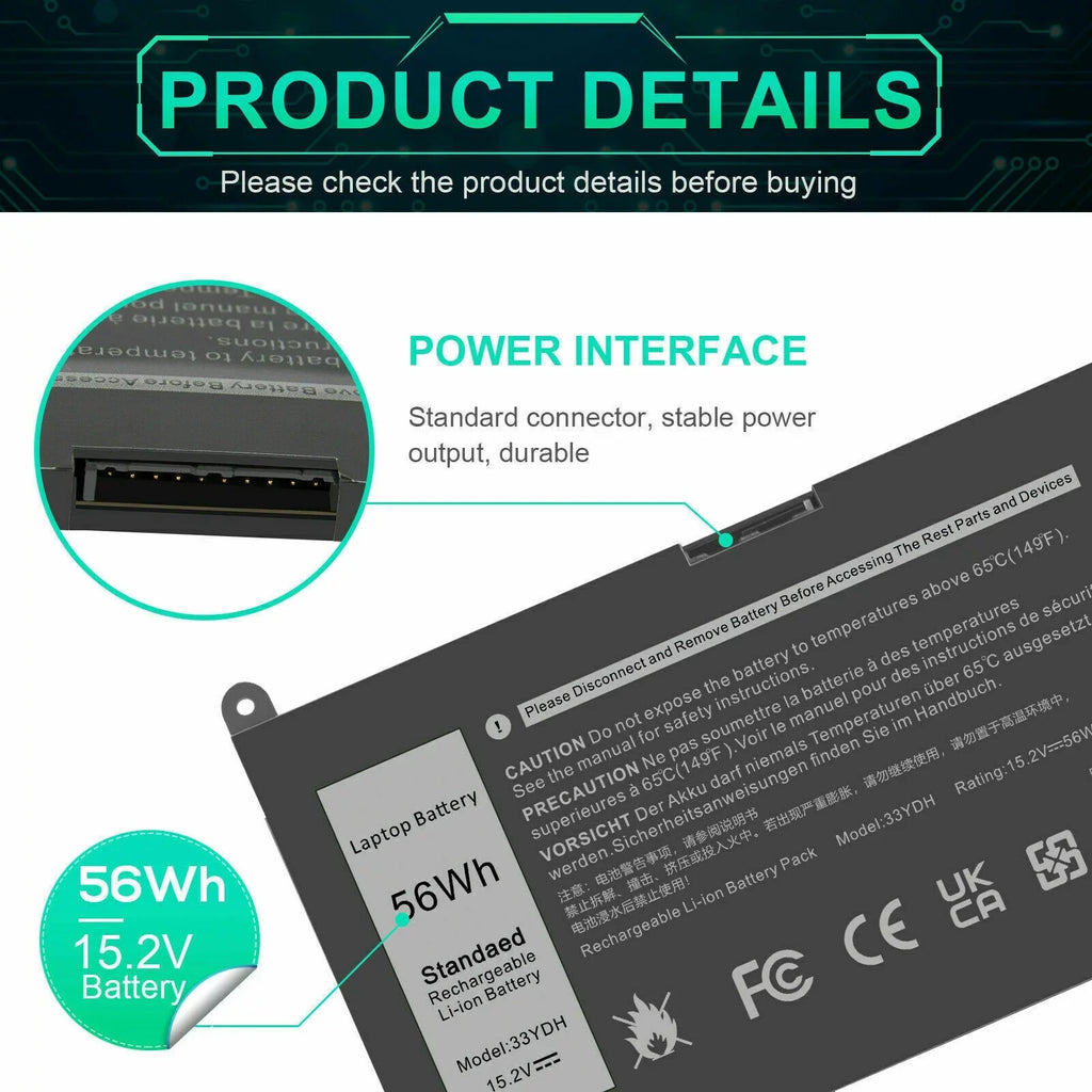 33YDH PVHT1 Portable PC Battery for Dell (G3 G5 G7) 15 3579 5587 7588/17 3779