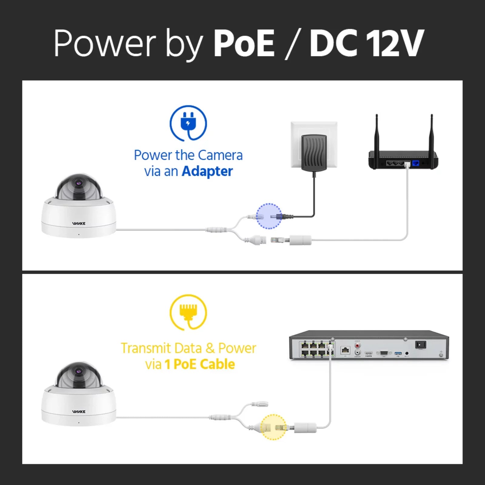 ANNKE 4Pcs Dome 8MP 4K Ultra HD PoE ONVIF IP Security Camera with H.265+ IP67 Weatherproof IK10 Vandal-Proof Audio Recording Supports 256 GB TF Card Remote Access Motion Alerts