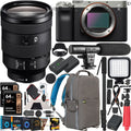 Sony a7C Mirrorless Full Frame Camera Body with Sony FE 24-105mm F4 G OSS Zoom Lens SEL24105G Silver ILCE7C/S Bundle with Deco Gear Photography Backpack Case , Software and Accessories