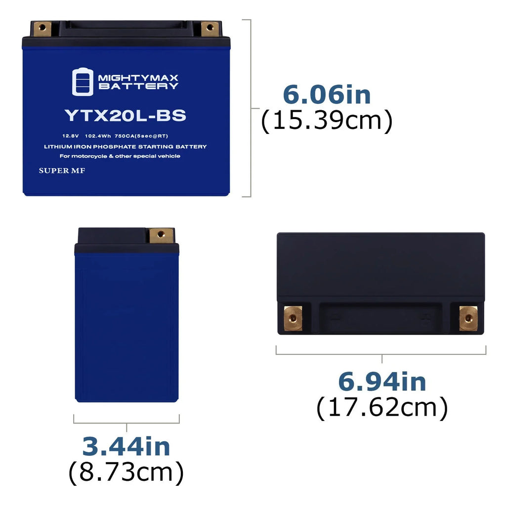YTX20L-BS Lithium Replacement Battery compatible with Kawasaki Jet Ski JT1100 STX 97-03