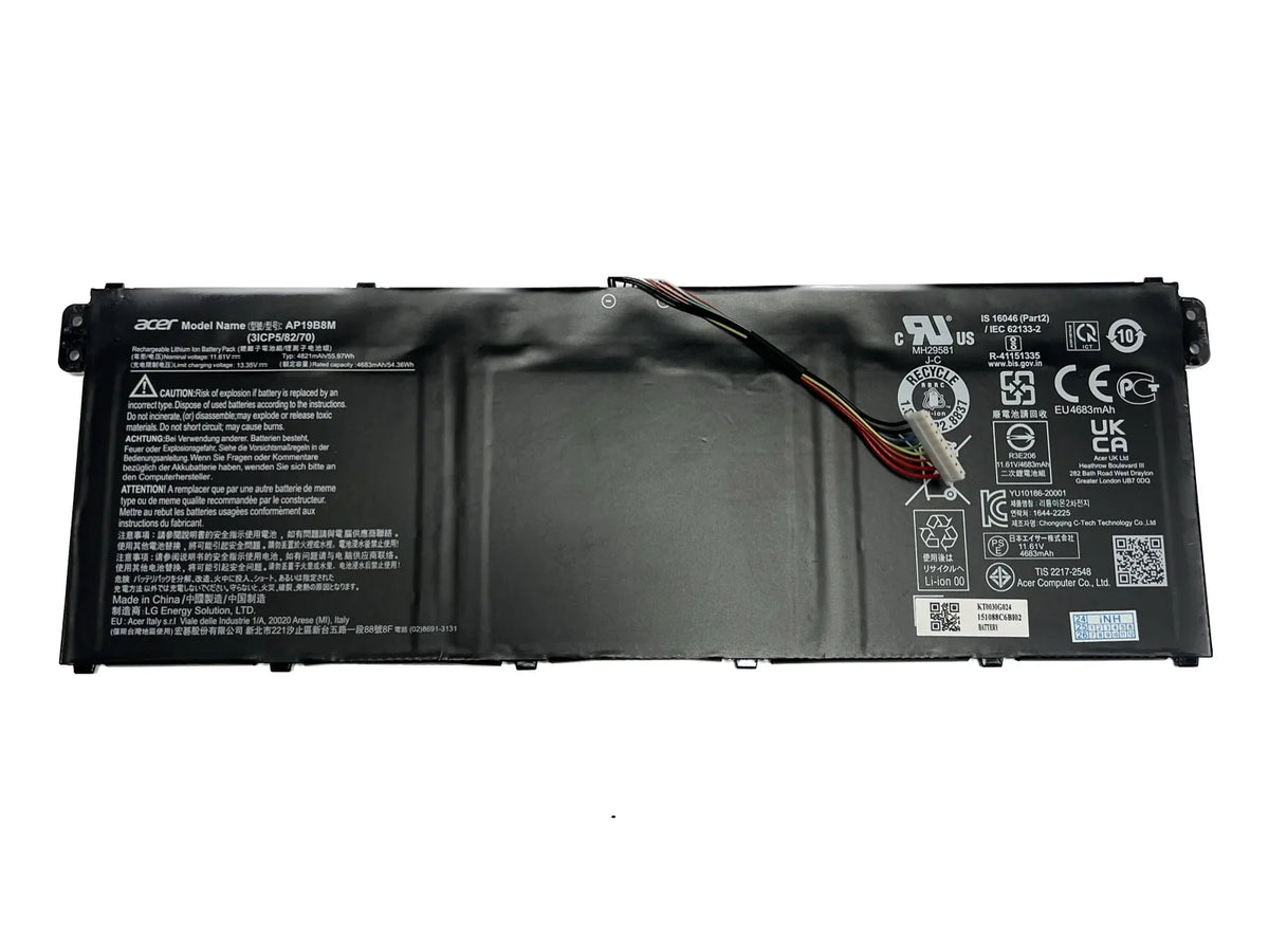 Genuine AP19B8M Battery for Acer Swift 3 SF314-59 TravelMate P4 TMP414-51 TMP416-51 P6 TMP614-52 Porsche Design Book RS AP714-51GT Aspire Vero AV15-52 Chromebook Spin 513 CP513-1H 514 CP514-1H 55.97Wh