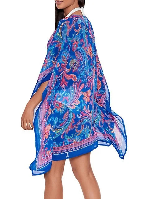 Ralph Lauren SUMMER PAISLEY Crinkly Chiffon Tunic Cover-up, US Large/X-large