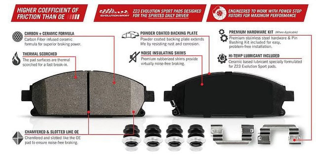 Power Stop Rear Z23 Evolution Carbon-Fiber Ceramic Brake Pads Z23-1473 Fits 2019 BMW X3