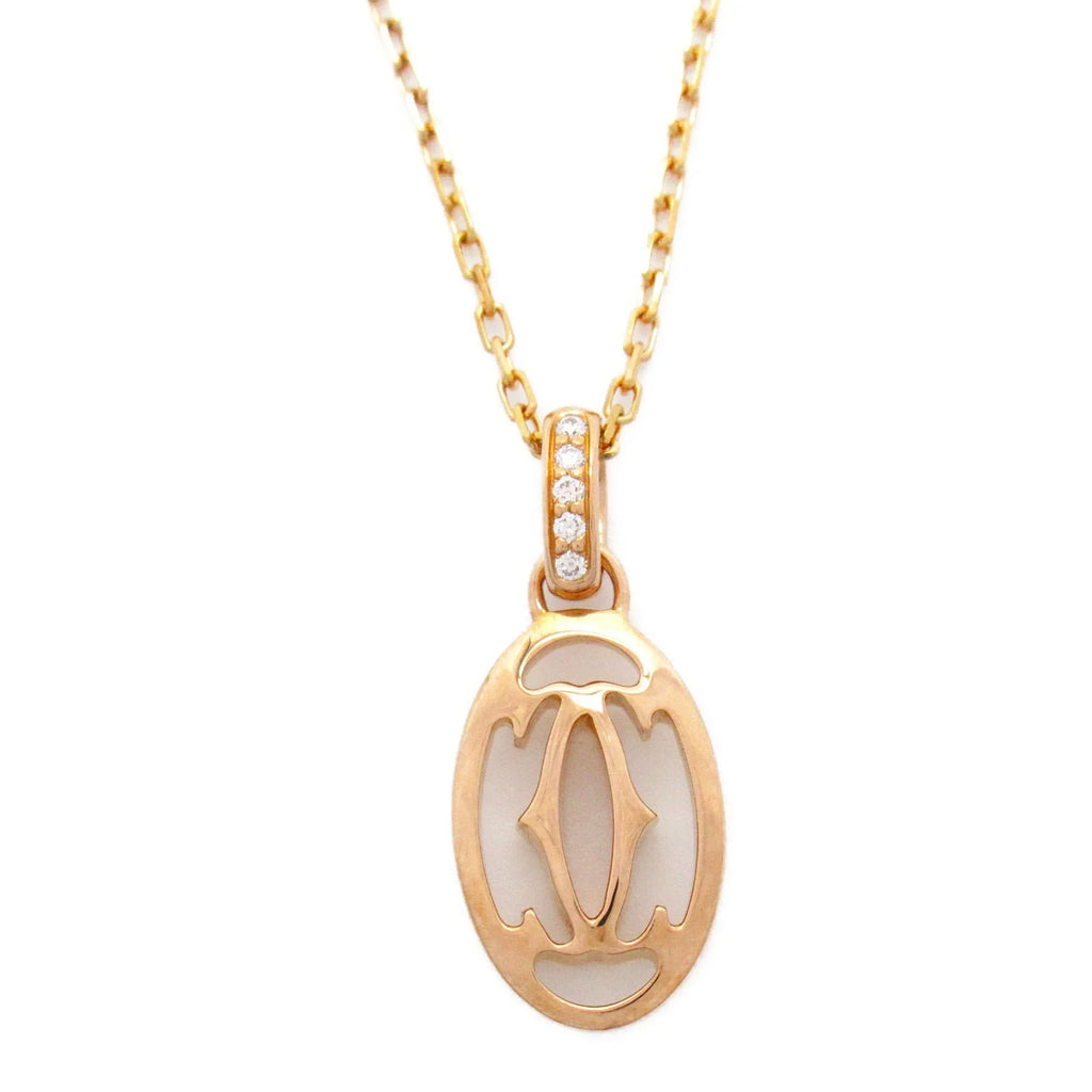 Pre-Owned CARTIER Logo double diamond Necklace Necklace Clear  K18PG(Rose Gold) Clear (Good)