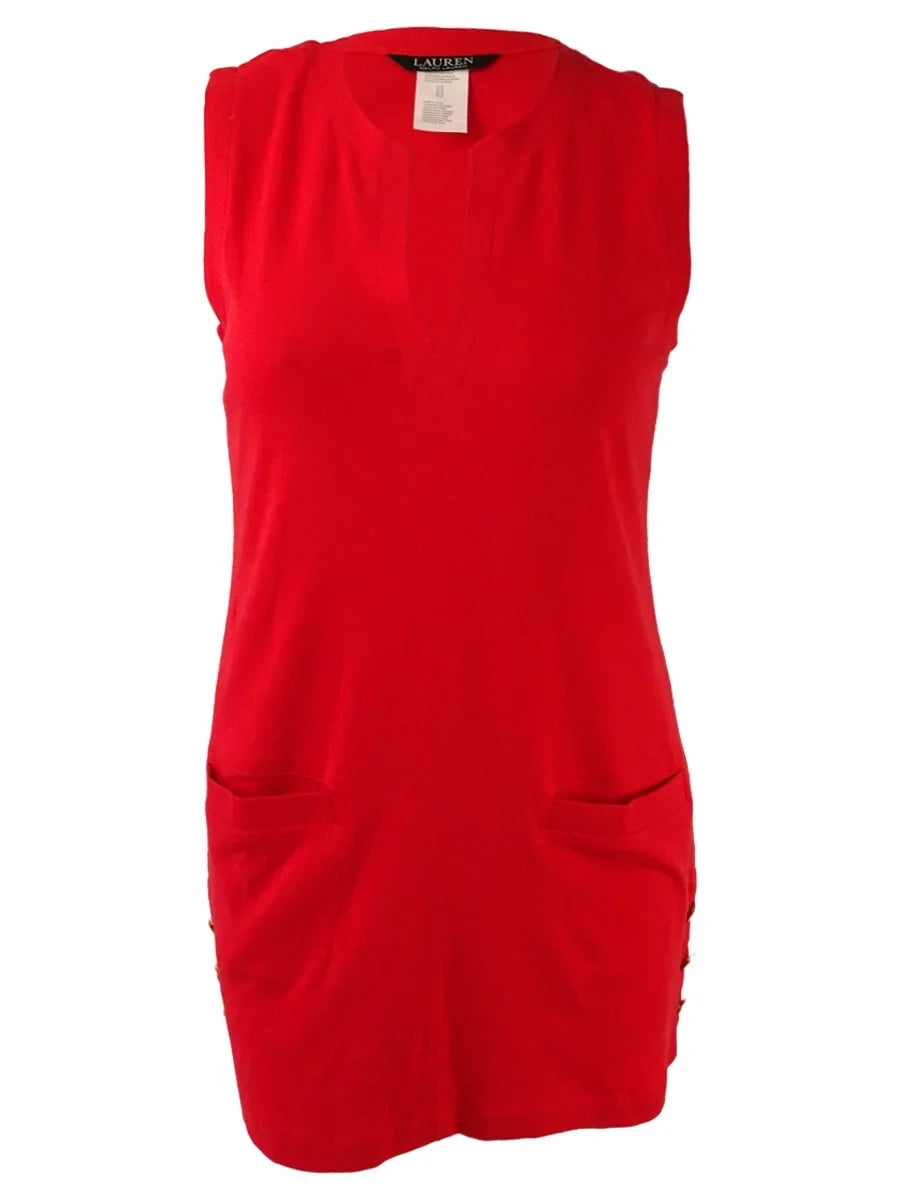Lauren Ralph Lauren Women's Sleeveless Cotton Cover-Up (Red Orange, S)