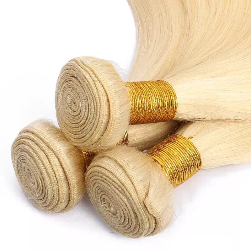 613 Honey Blonde Straight Human Hair 613 Bundles 22 22 22 Inch 8A Grade Unprocessed Brazilian Virgin Human Hair Extension 100 gram/pc Bundles