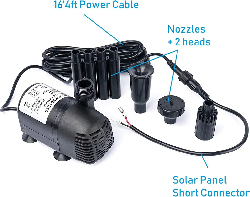 12V - 24V DC Brushless Submersible Water Pump, 410GPH, for Solar Fountain, Fish Pond, and Aquarium 410GpH 1 Pack