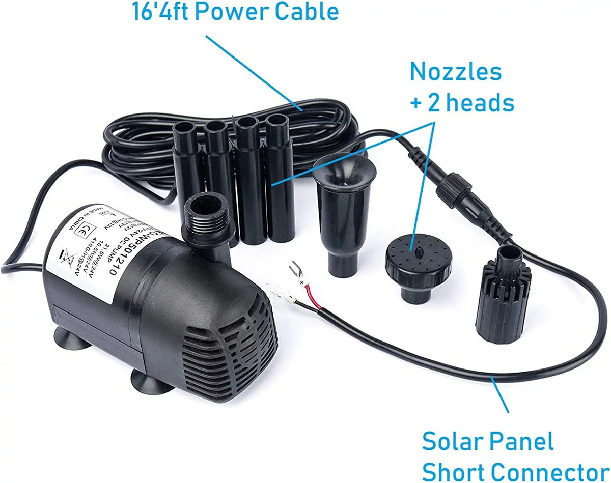 12V - 24V DC Brushless Submersible Water Pump, 410GPH, for Solar Fountain, Fish Pond, and Aquarium 410GpH 1 Pack