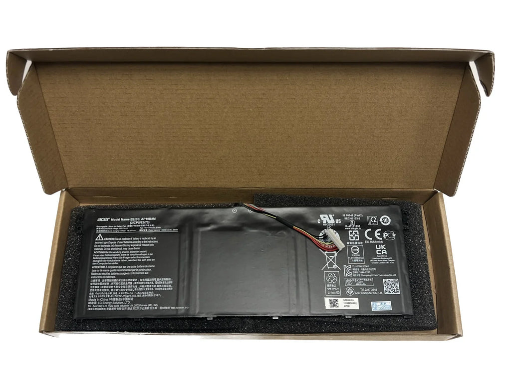 Genuine AP19B8M Battery for Acer Swift 3 SF314-59 TravelMate P4 TMP414-51 TMP416-51 P6 TMP614-52 Porsche Design Book RS AP714-51GT Aspire Vero AV15-52 Chromebook Spin 513 CP513-1H 514 CP514-1H 55.97Wh