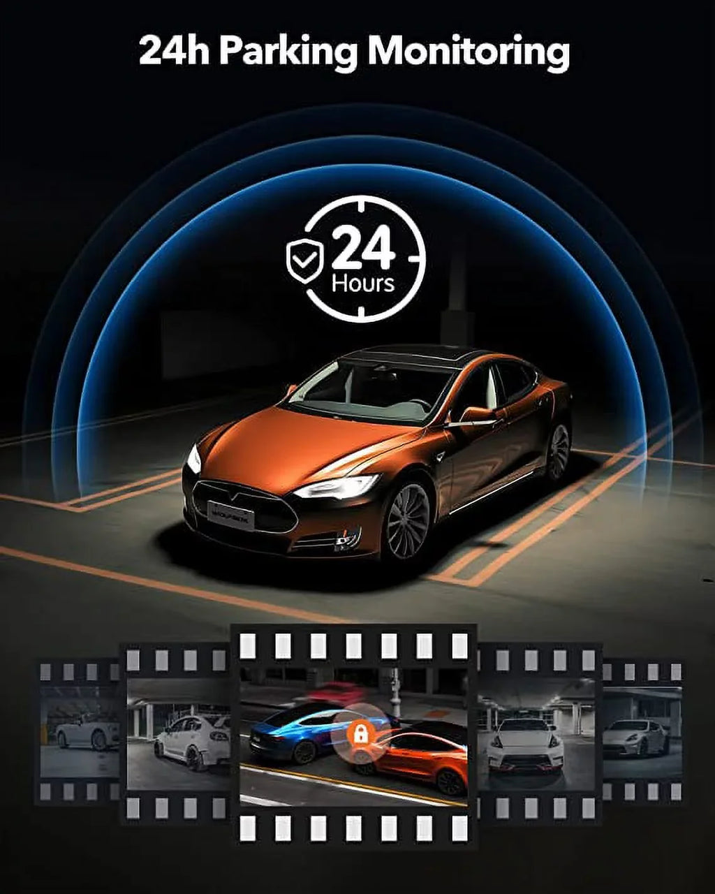 WOLFBOX Rear View Mirror Camera, 2.5K Front and 1080P Rear Camera, 12'' Mirror Dash Cam with Night Vision, Built-in Wi-Fi GPS, Parking Monitor, Free 32GB Card