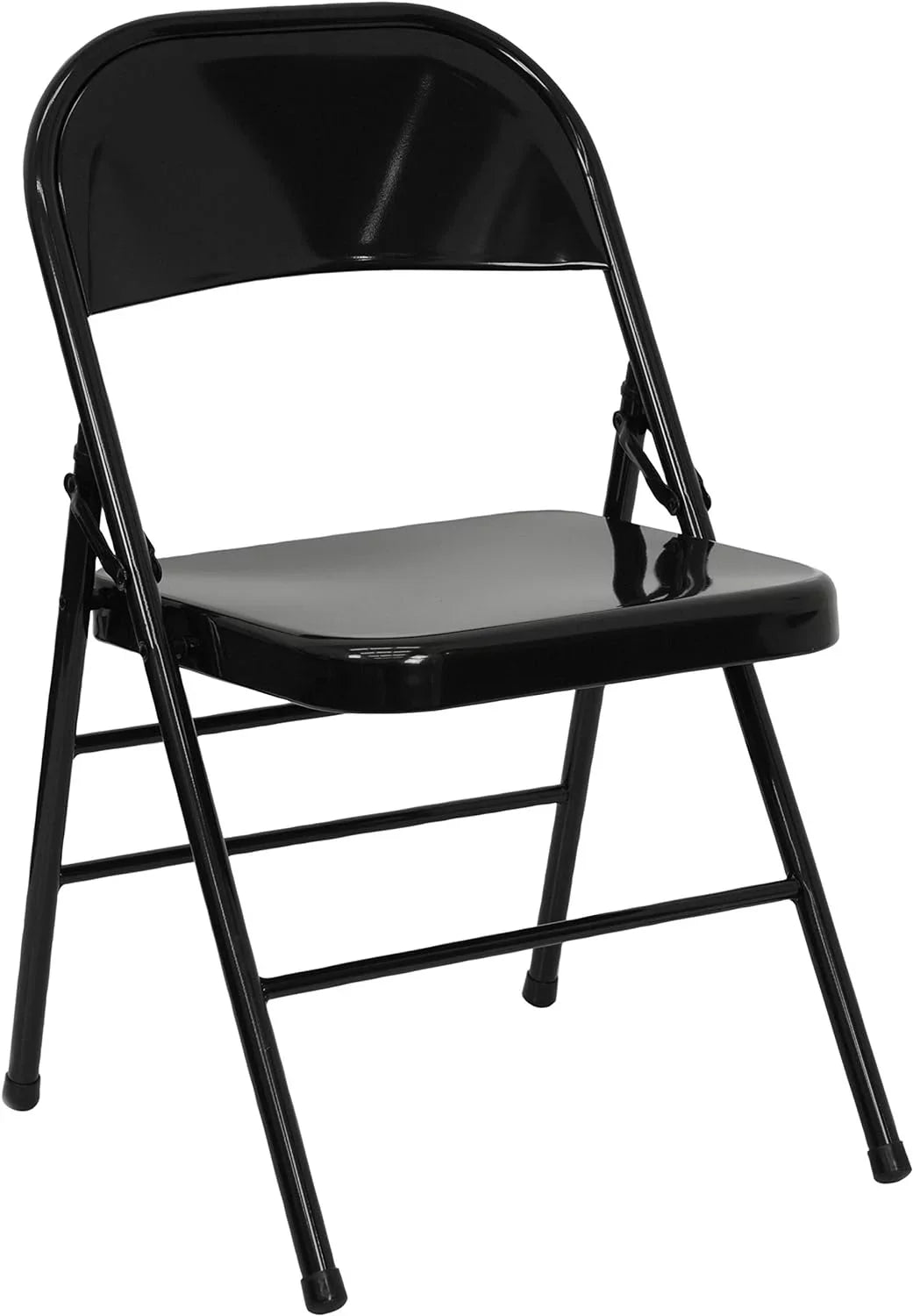 HERCULES Series Triple Braced & Double Hinged Black Metal Folding Chair