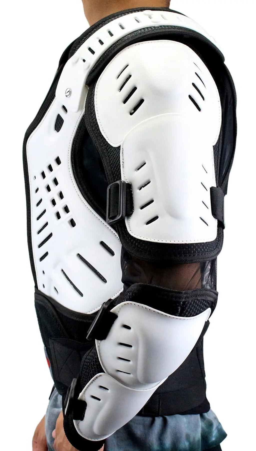 Perrini White CE Approved Full Body Armor Motorcycle Jacket Spine Protection - M