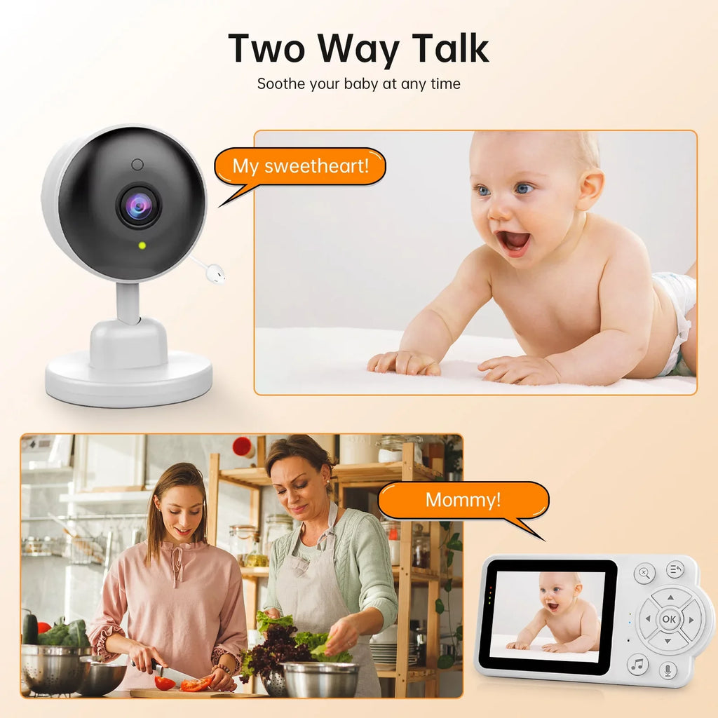 Fixdono Baby Monitor with Camera and Audio, Video Baby Monitor, Night Vision, 2-Way Talk, 480P