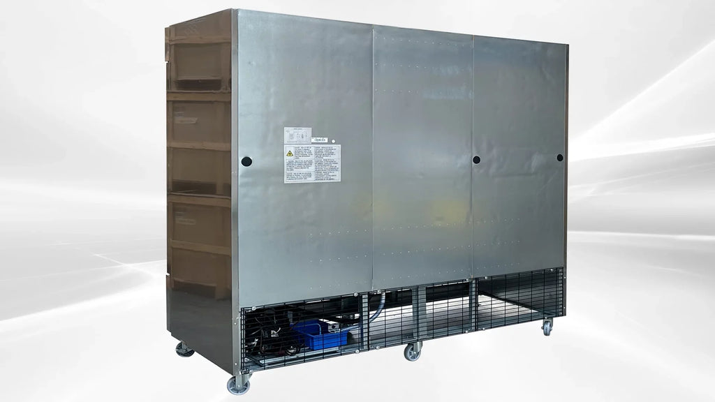 NSF Reach In Three Door Refrigerator SS interior D83R
