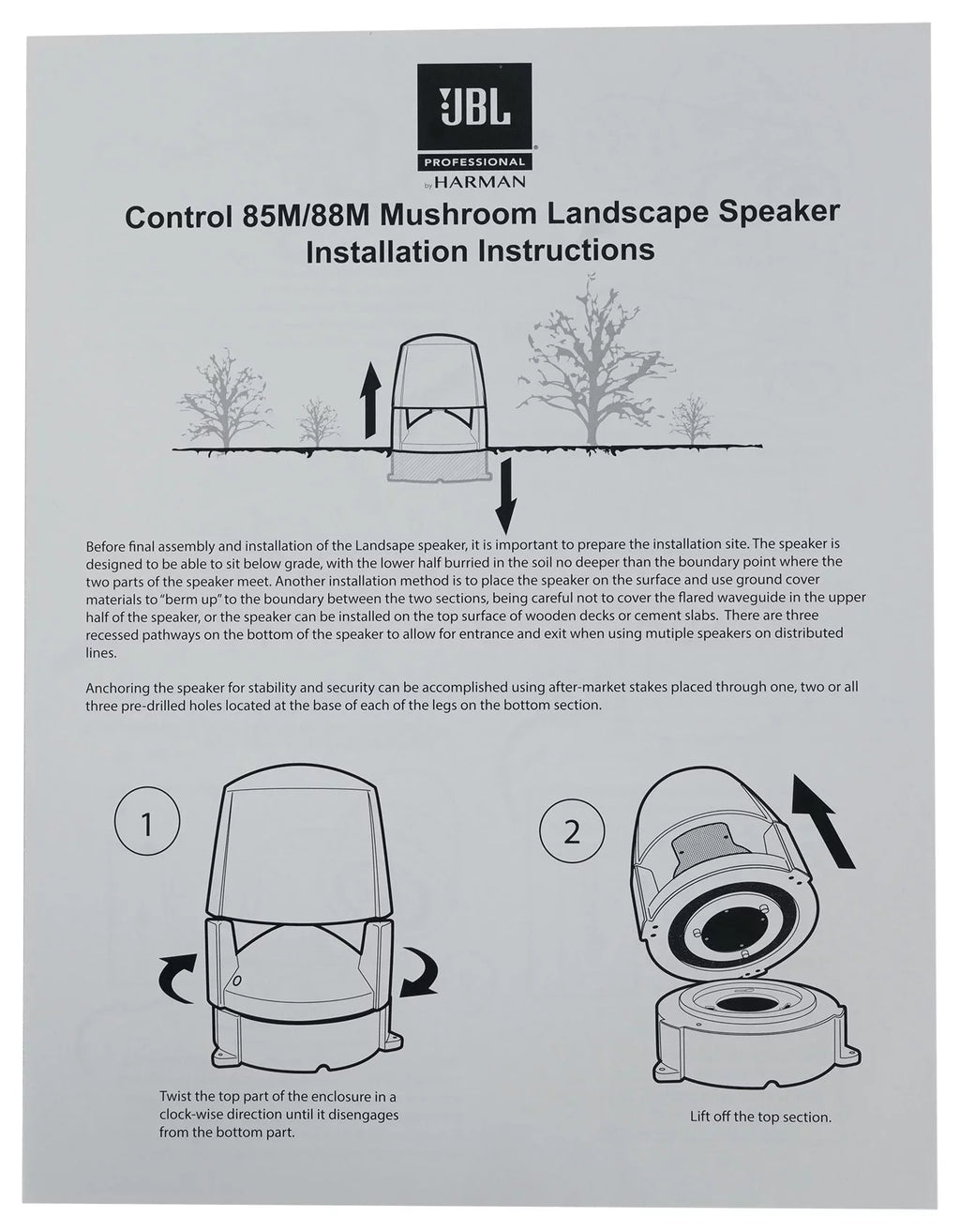 (5) JBL CONTROL 88M 8" Commercial 70v Outdoor Landscape Speakers + Amplifier