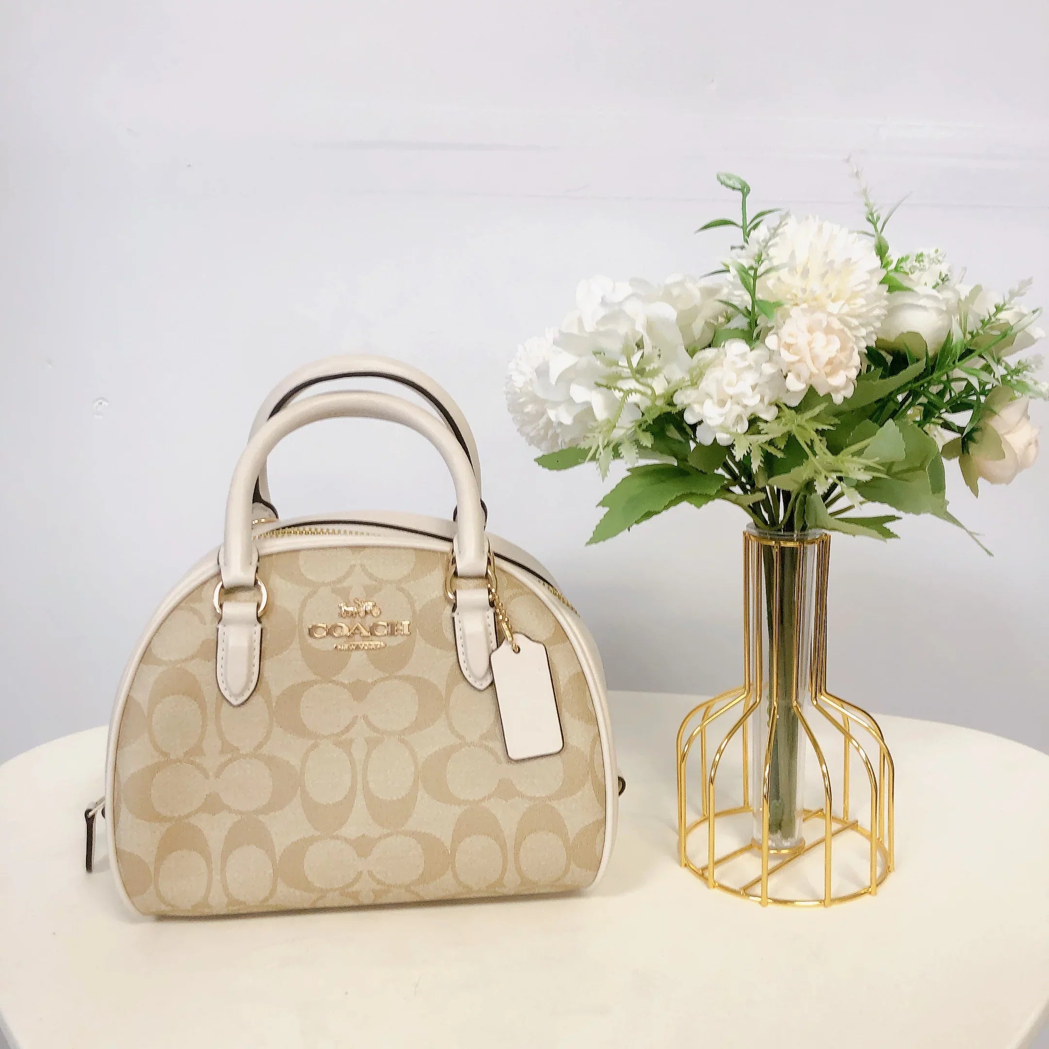 Coach CA591 Sydney Satchel In Signature Canvas IN LIGHT KHAKI CHALK