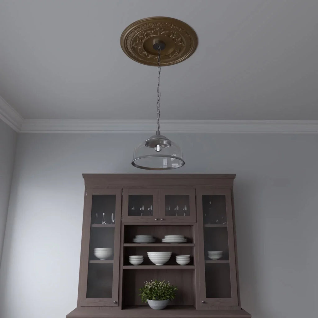 Ekena Millwork 22"OD x 3 1/2"ID x 1"P Baltimore Thermoformed PVC Ceiling Medallion (Fits Canopies up to 7 3/4"), Metallic Gold Rush