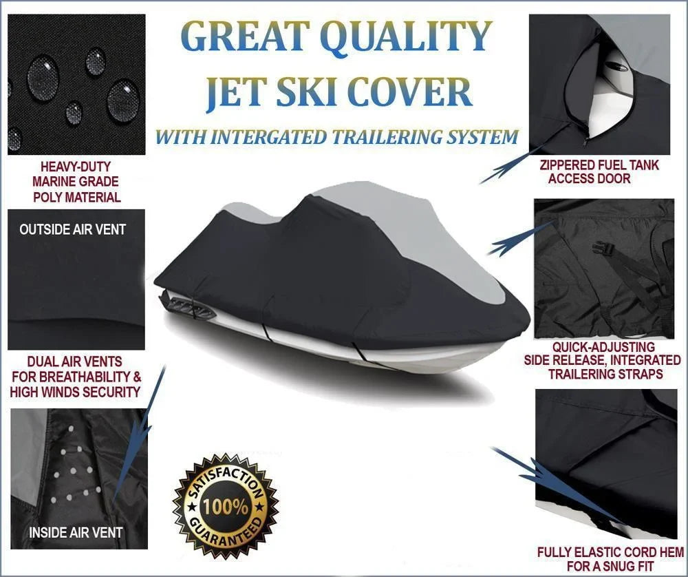 SUPER HEAVY-DUTY JET SKI COVER Compatible for Tiger Shark Arctic Cat Montego Daytona 1994-1997 2 Seater 111"