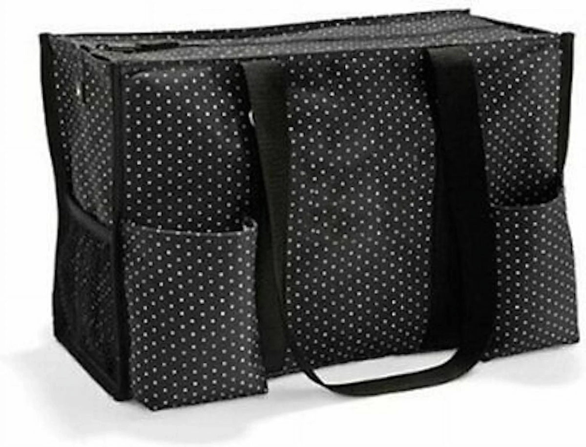 New Zip Top Organizing Utility Beach Party Mummy Picnic Tote Shoulder Bag 31 Gift In Swiss Dot