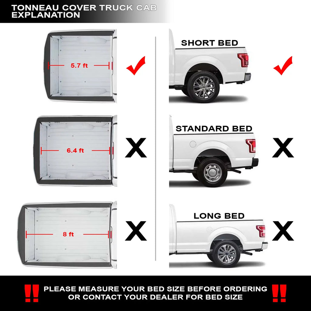 Stehlen 733469490432 Soft Tri-Fold Tonneau Cover with Truck Bed LED Lights For Ram 1500 2009-2018 / Classic 2019-2022 5.7 Feet ( 68.4" ) Short Bed
