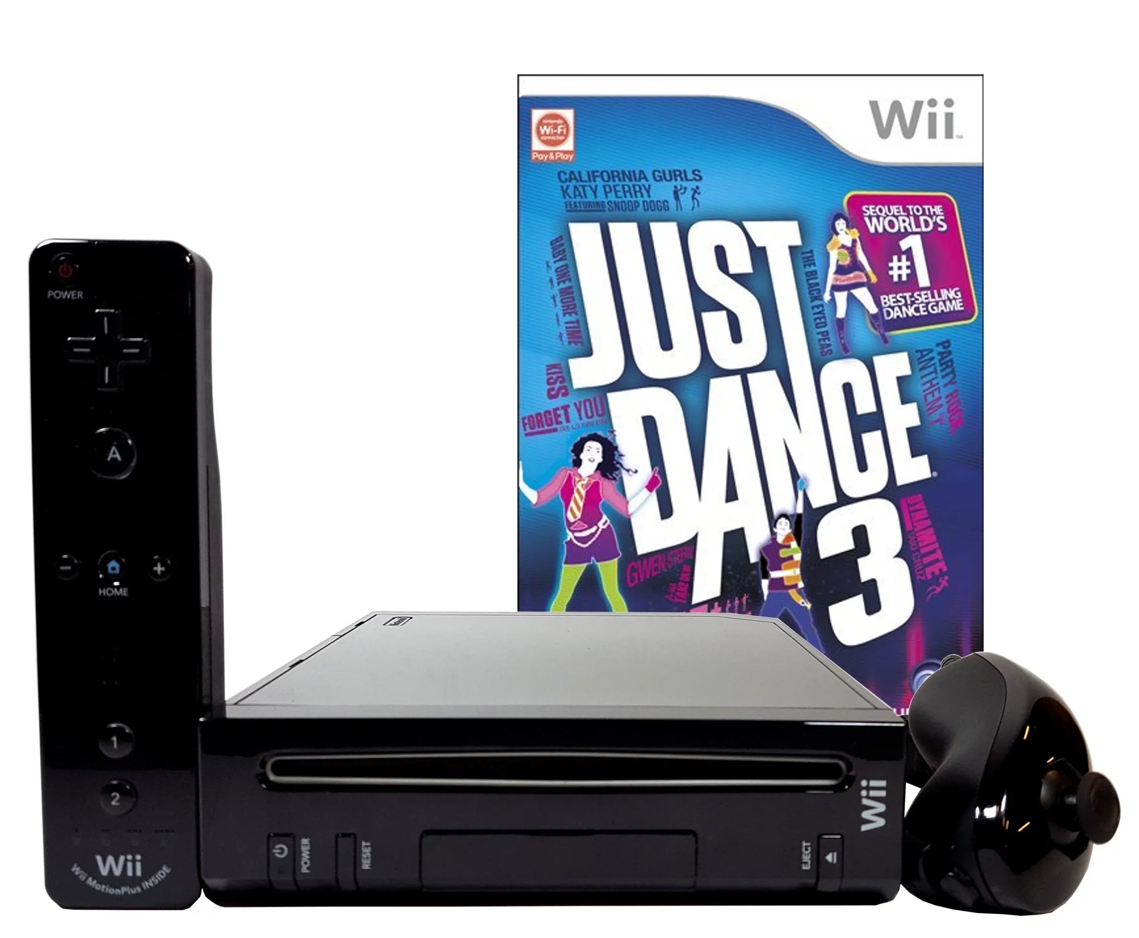 Renewed Black Nintendo Wii Console with Just Dance 3 Motion Plus (Refurbished)